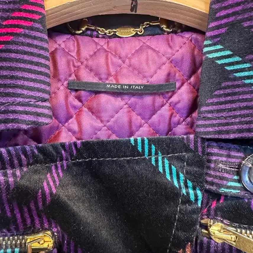 [BUNJANG] Gucci Purple Check Velvet Jacket / 구찌 퍼플 체크 벨벳 자켓