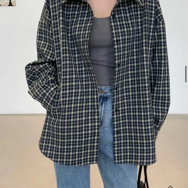[BUNJANG] Checkered Pattern Relaxed Fit Women&