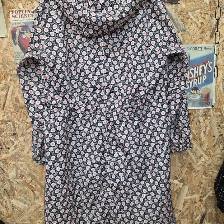 [BUNJANG] Flower Pattern Hooded Asymmetrical Long Jacket / 플라워 패턴 후드 언발란스 롱 자켓