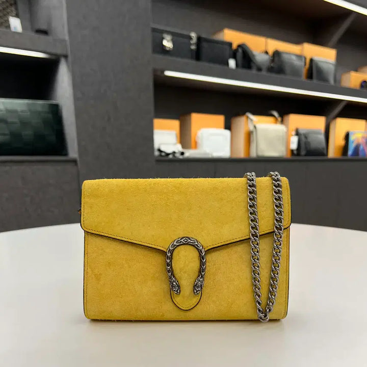 [BUNJANG] Gucci Dionysus Suede Chain Bag Mini Yellow / [ 정품 ] 구찌 스웨이드 디오니소스 체인백 미니