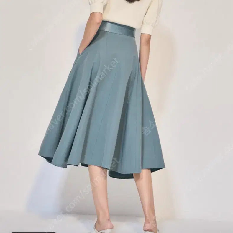 [BUNJANG] OBJET Pocket Midi Skirt - Sky Blue / 오브제 포켓 스커트 가격내림