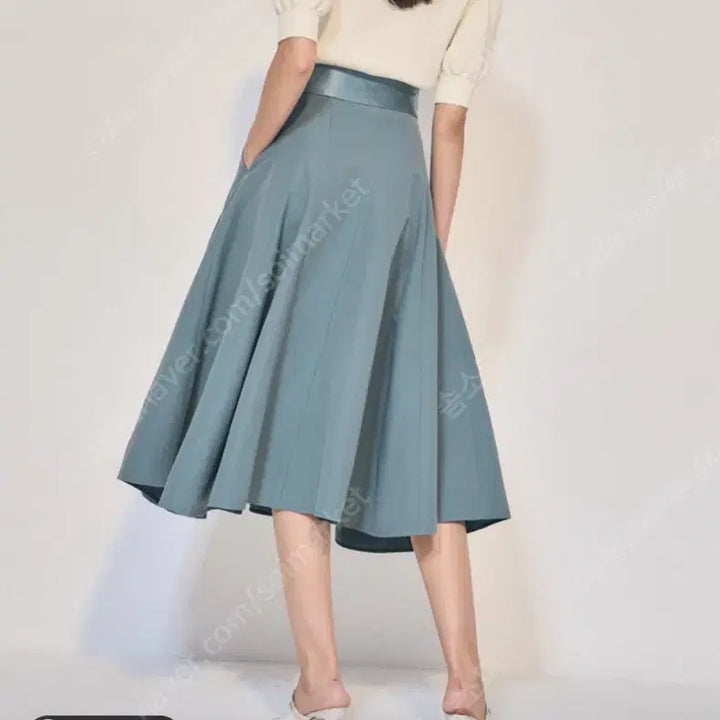 [BUNJANG] OBJET Pocket Midi Skirt - Sky Blue / 오브제 포켓 스커트 가격내림