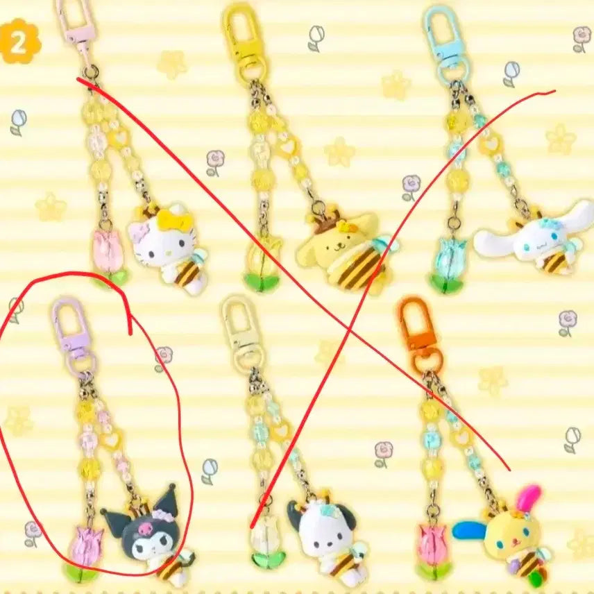 [BUNJANG] Sanrio Authentic Kuromi Bee Charm / 산리오 정품) 꿀벌시리즈 쿠로미 꿀벌키링