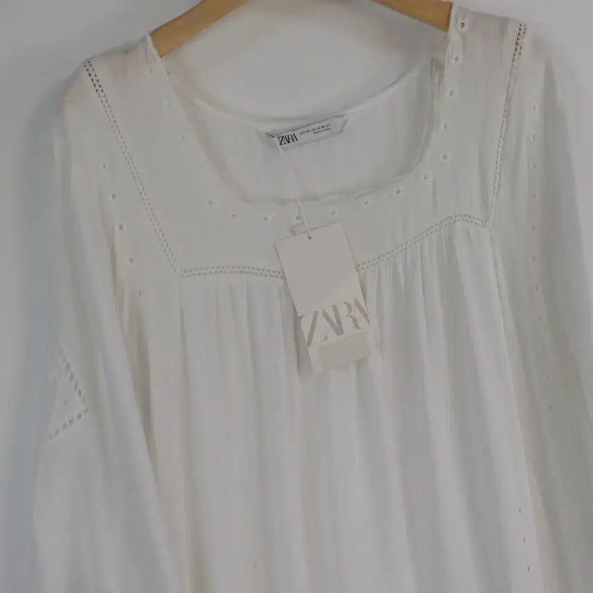 [SOLD OUT] 자라 ZARA 정품 자수 레이스 롱 원피스 XS 새상품 화이트 보헤미안