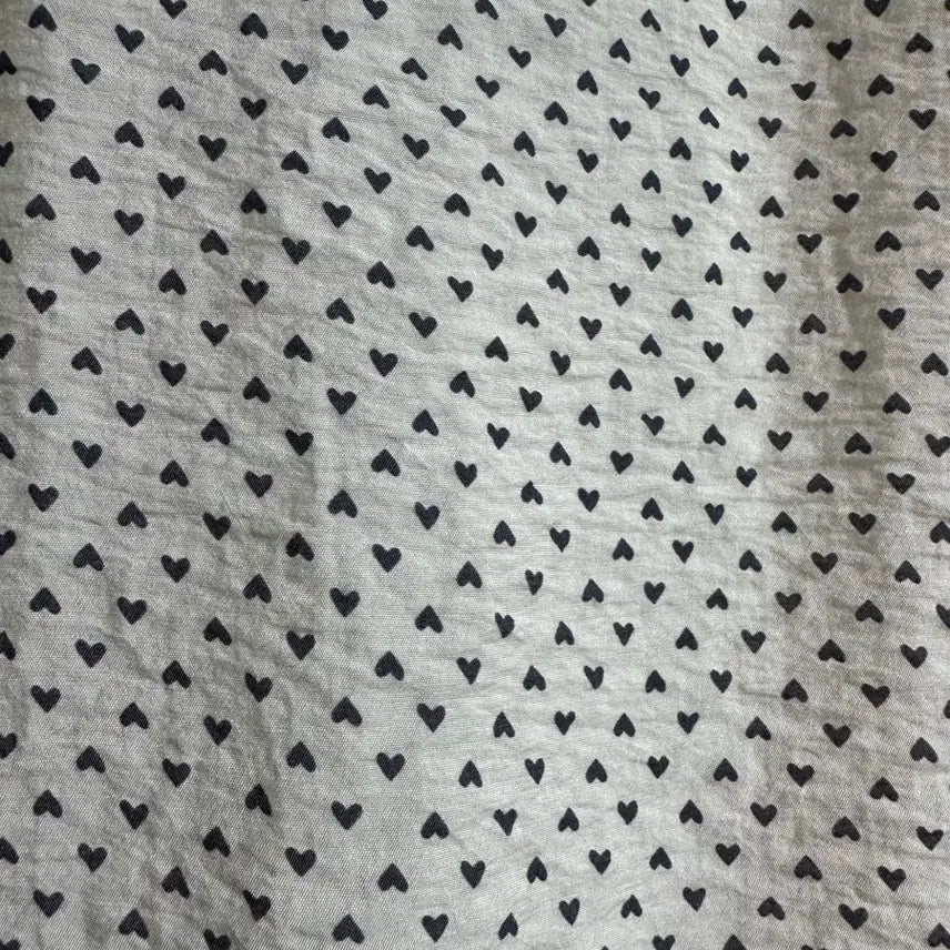 [BUNJANG] Navy Collar Heart Pattern Long Sleeve Blouse / 하트 패턴 블라우스 긴팔 카라넥