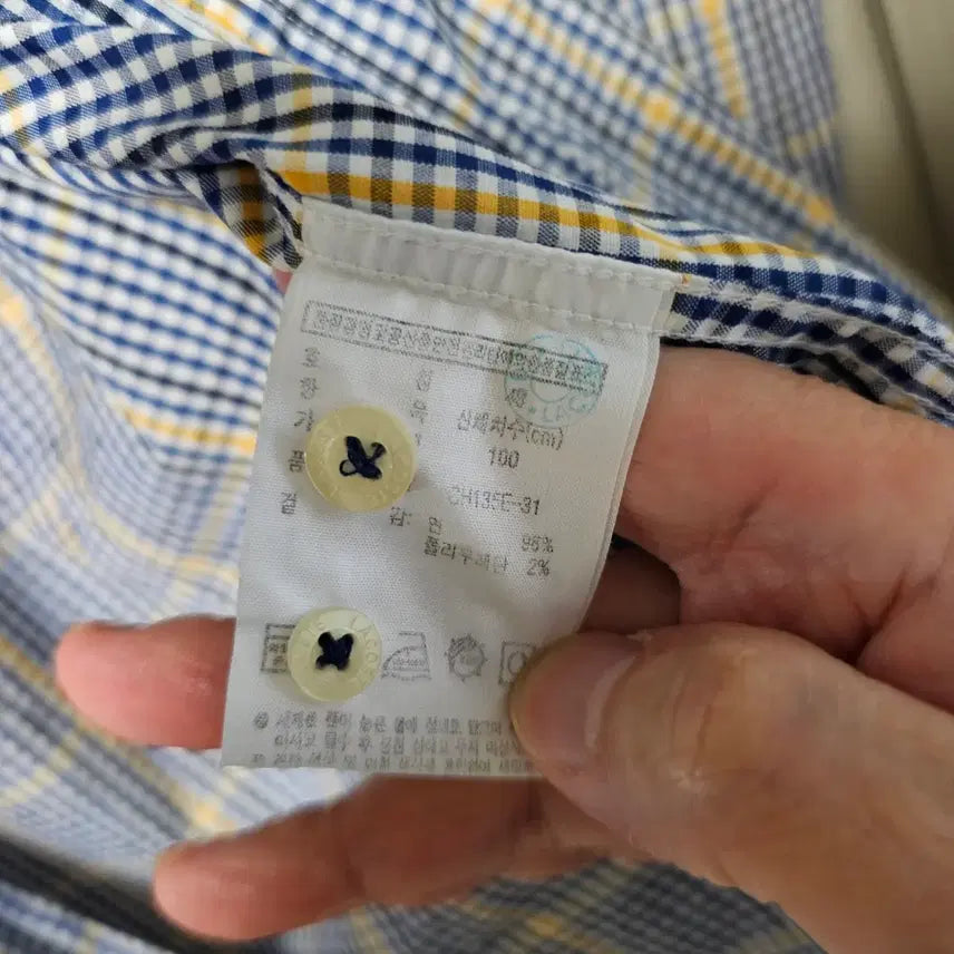 [BUNJANG] Lacoste Checked Long-Sleeve Shirt Size 100 / 라코스테 체크 긴팔 셔츠 100
