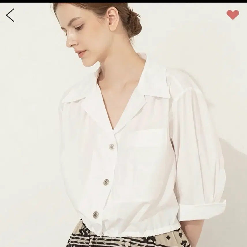 [BUNJANG] TIME Open Collar Pocket Shirt White / 네고사절 한섬 TIME 오픈카라 포켓 셔츠 화이트 82 / 정품 상태좋음