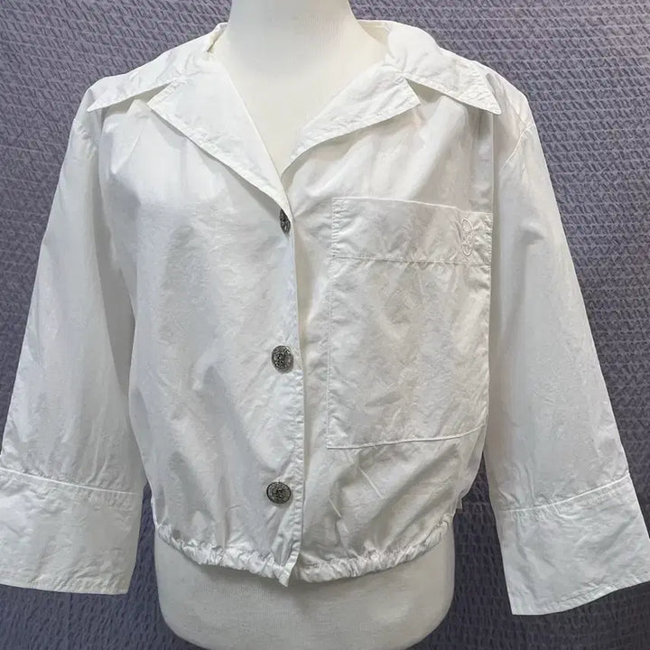 [BUNJANG] TIME Open Collar Pocket Shirt White / 네고사절 한섬 TIME 오픈카라 포켓 셔츠 화이트 82 / 정품 상태좋음
