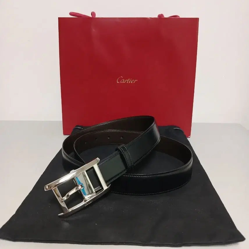 [BUNJANG] Cartier Tank Reversible Leather Belt / 까르띠에 탱크 블랙/브라운 양면 가죽벨트 정품