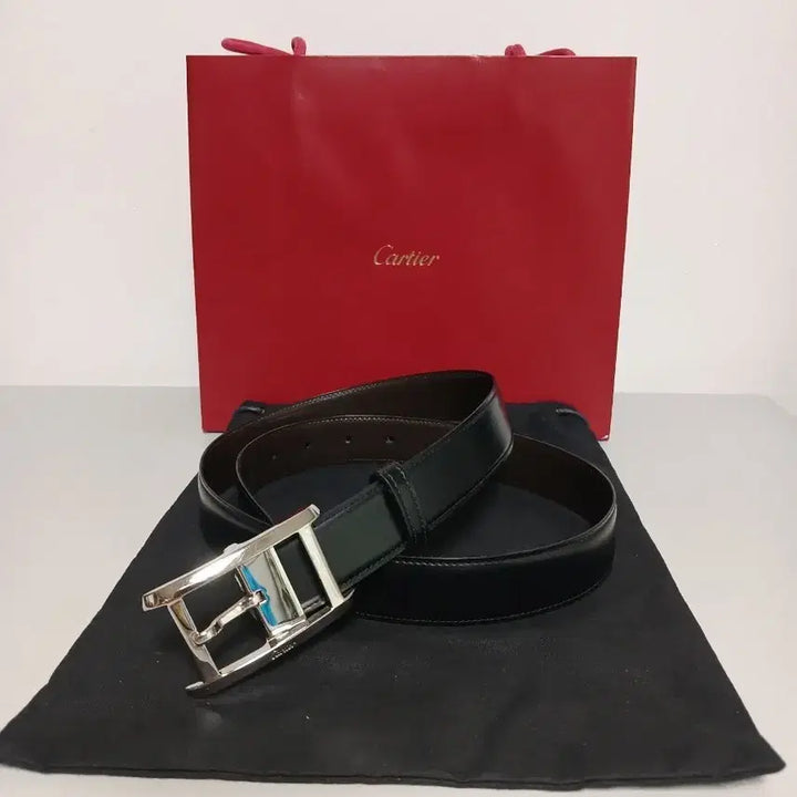 [BUNJANG] Cartier Tank Reversible Leather Belt / 까르띠에 탱크 블랙/브라운 양면 가죽벨트 정품