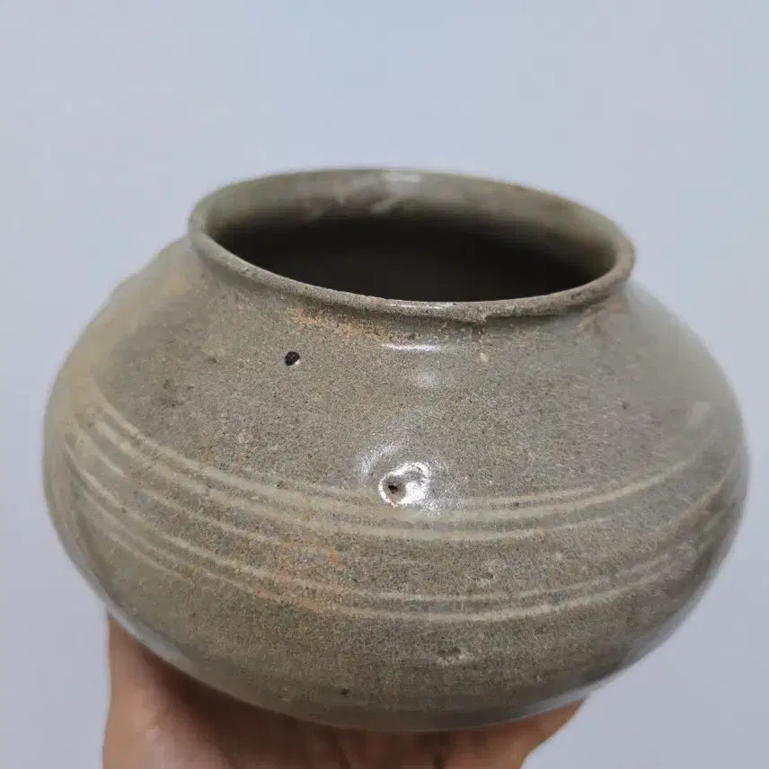 [BUNJANG] Authentic Early Joseon Buncheong Ware Sun Pattern Tea Caddy / 진품 조선초기 분청자 선문 차호 골동품