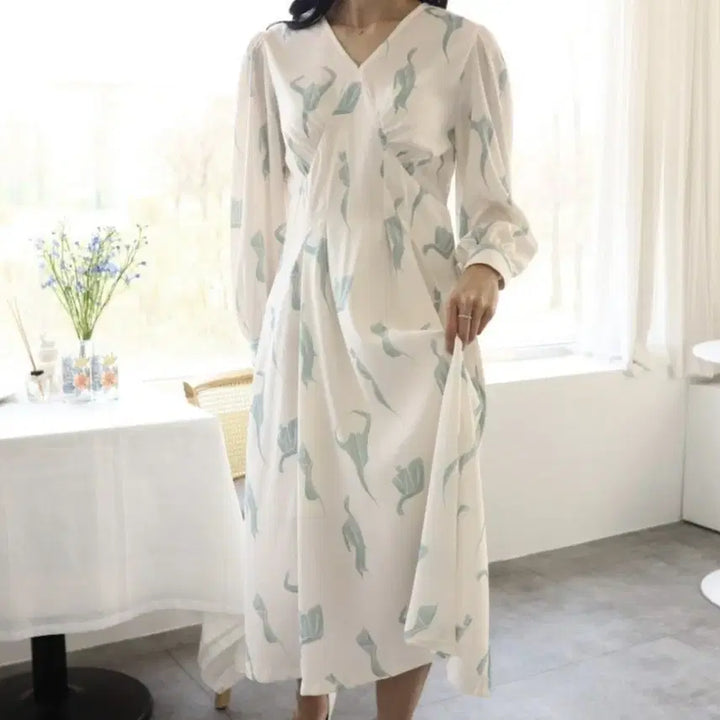 [BUNJANG] Mint Pattern Pintuck Long Dress / [새상품]민트패턴 핀턱 롱드레스