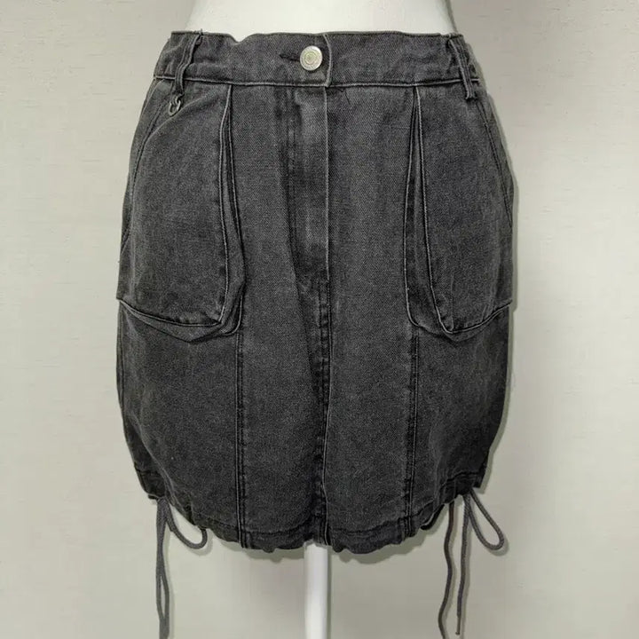 [BUNJANG] Cargo Denim Mini Skirt Charcoal / 카고 데님 미니스커트 차콜 (2컬러)