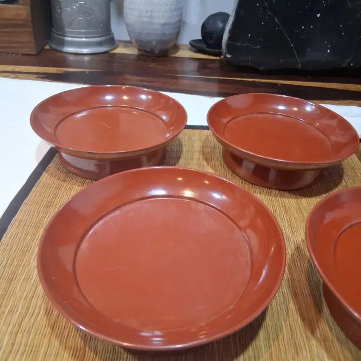 [BUNJANG] Antique Lacquered Wooden Dasik Bowl / 골동품 나무에 주칠  굽높은 다식그릇