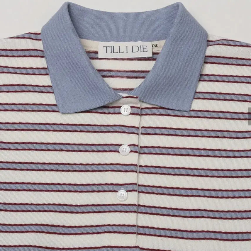 [BUNJANG] TILDAIDAI Stripe Collar T-Shirt / 틸아이다이 스트라이프 카라 티셔츠