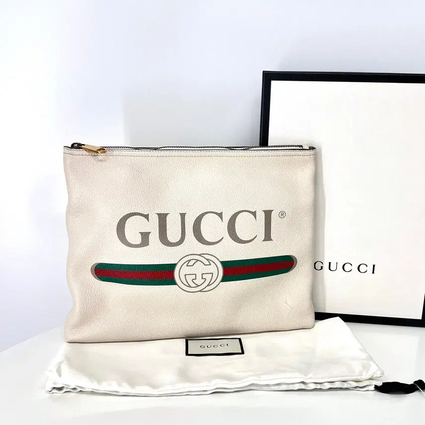 [BUNJANG] Gucci GG Marmont Ophidia Clutch Bag White / [정품] 구찌 띠로고 클러치백 화이트 (500981)