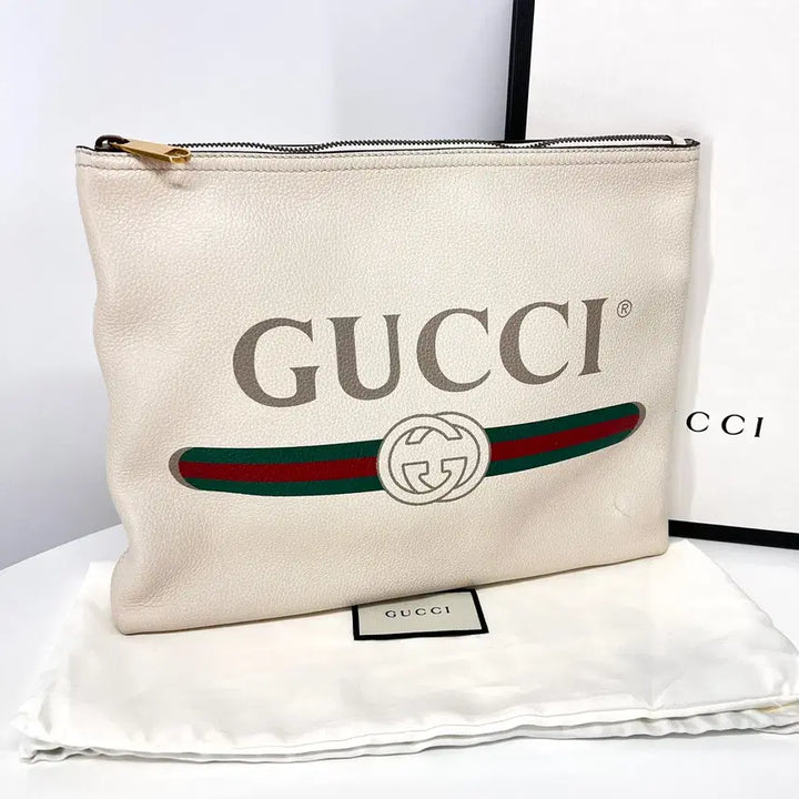 [BUNJANG] Gucci GG Marmont Ophidia Clutch Bag White / [정품] 구찌 띠로고 클러치백 화이트 (500981)