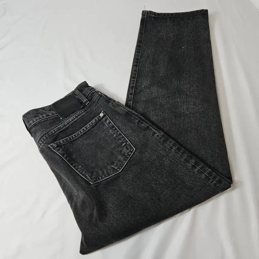 [BUNJANG] MOD9 Leather Patch Black Denim Jeans - Size 31 / 모드나인 MOD9 가죽패치 블랙 데님팬츠 청바지 진 워싱 31