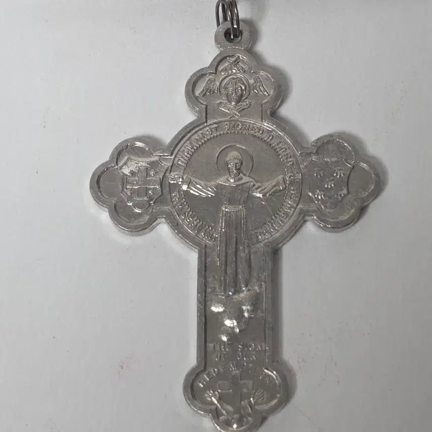 [BUNJANG] 1930s Catholic Cross Badge - Jesus and Mary Engraved Metal Emblem / 1930년대 가톨릭 십자가 뺏지 금속 천주교 예수님 성모마리아 십자가 앤