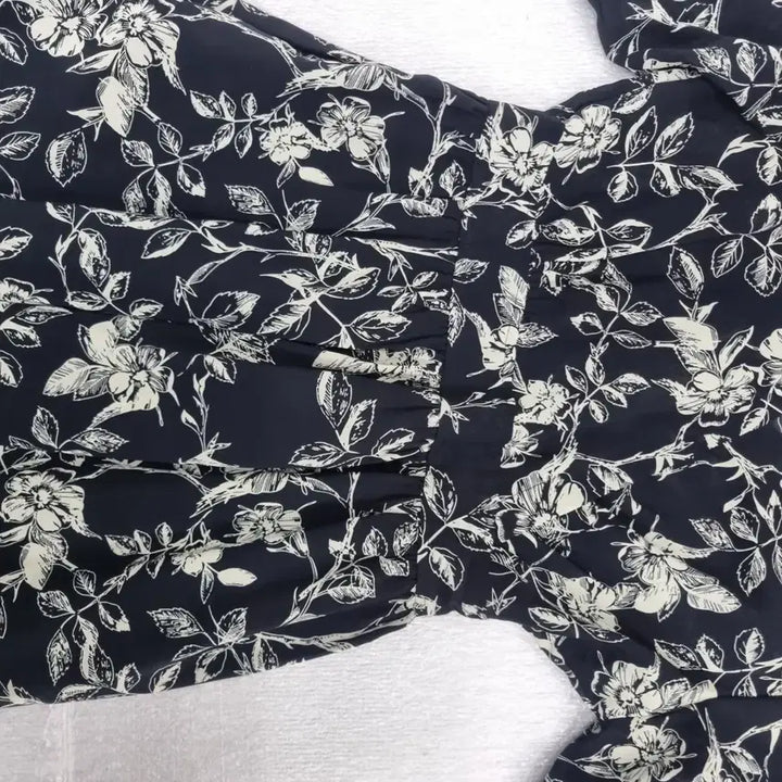 [BUNJANG] Flower Pattern Chiffon Long Dress / 플라워 쉬폰 원피스