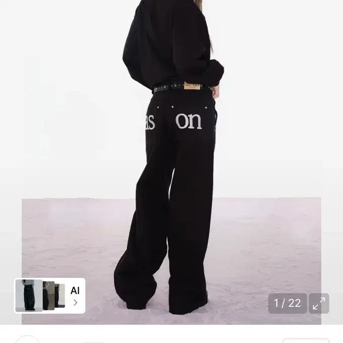 [BUNJANG] AZ.ON Black Wide Cotton Pants / 애즈온 블랙 와이드 코튼 팬츠