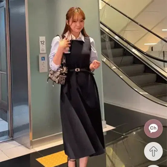 [BUNJANG] Marimarket Square Long Dress Navy S / 마리마켓 스퀘어 롱원피스