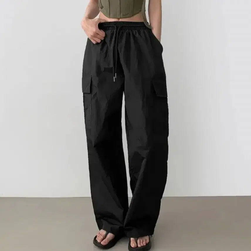 [BUNJANG] Black Two-Way Cargo Jogger Pants / 바스락 투웨이 카고바지 새상품
