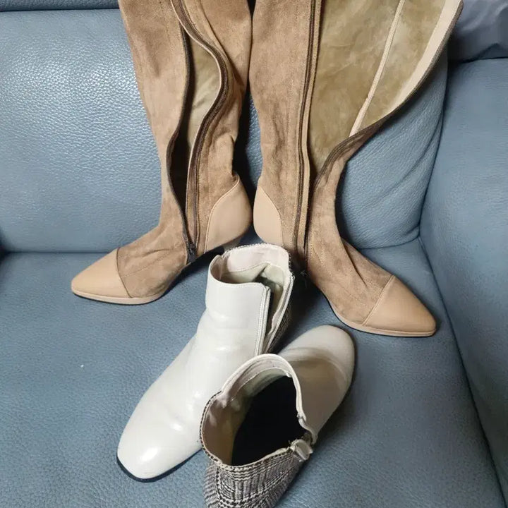 [BUNJANG] Suede Long Boots &amp; Ankle Boots Set (Size 245) / 스웨이드 롱부츠 + 앵클부츠 세트245