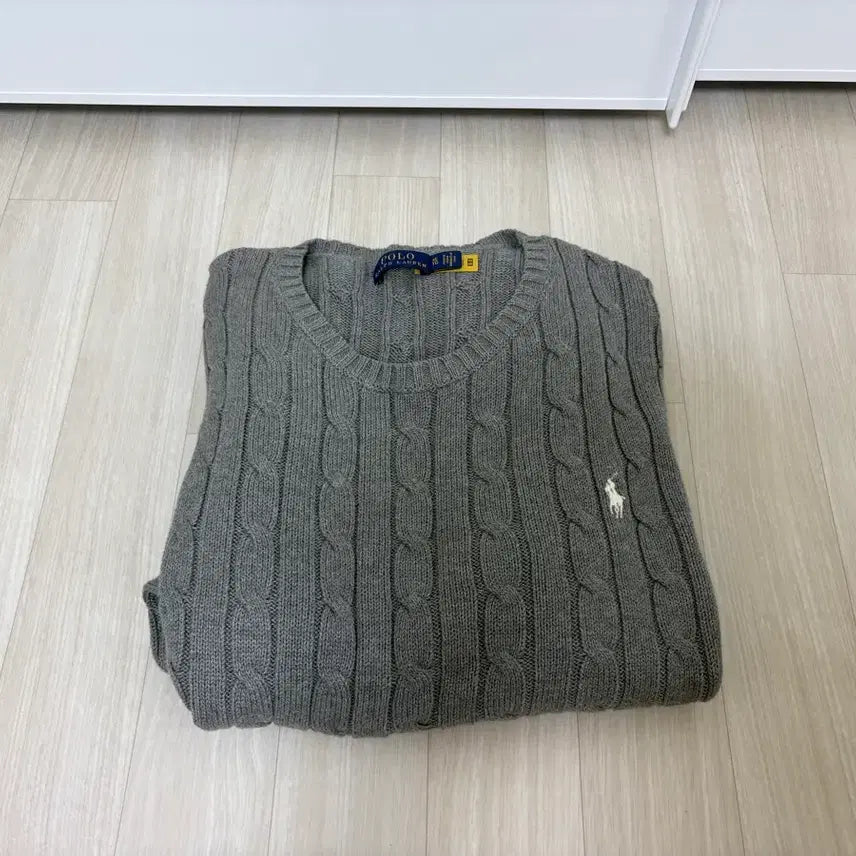 [BUNJANG] Polo Ralph Lauren Cable Knit Sweater Grey XL / 폴로 랄프로렌 꽈베기 니트 그레이 공용 XL