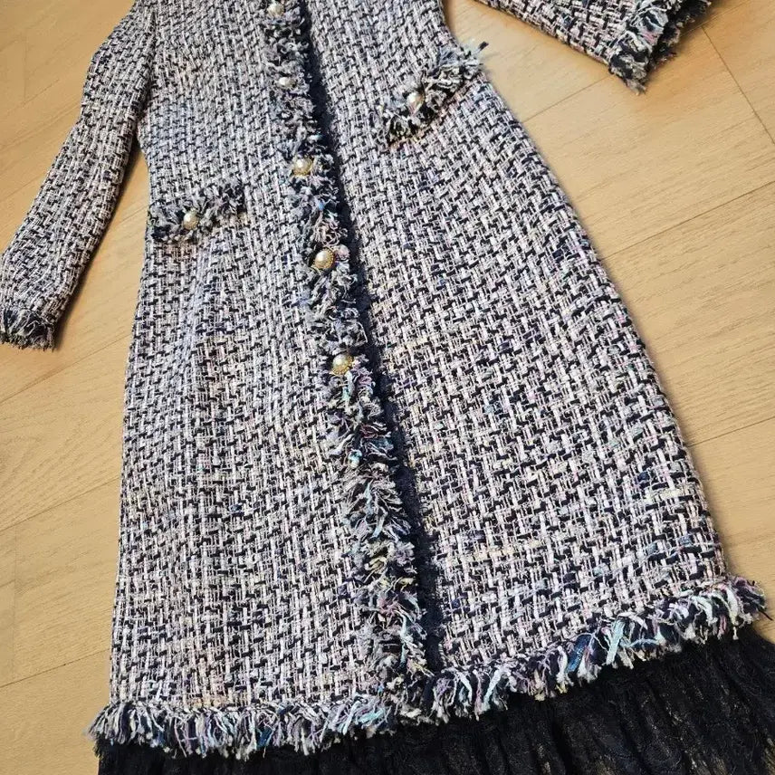 [BUNJANG] Jigott Pearl Button Tweed Dress / 지고트 트위드 펄단추 원피스