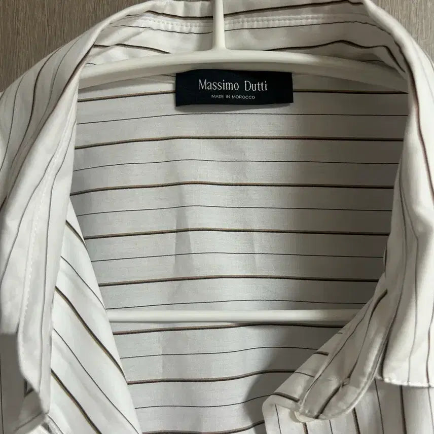 [BUNJANG] Massimo Dutti White Brown Stripe Shirt / 막시모두띠 화이트 브라운 스트라이프 셔츠