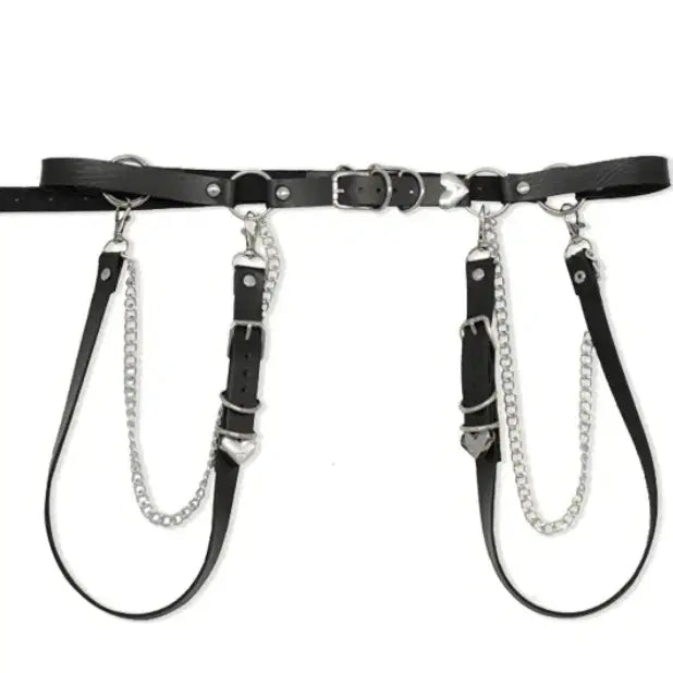 [BUNJANG] Leather Chain Harness Belt / 가죽 체인벨트 하네스벨트