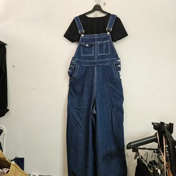 [BUNJANG] Denim Wide Fit Overalls / 데님 멜빵 바지 와이드핏 청멜빵바지