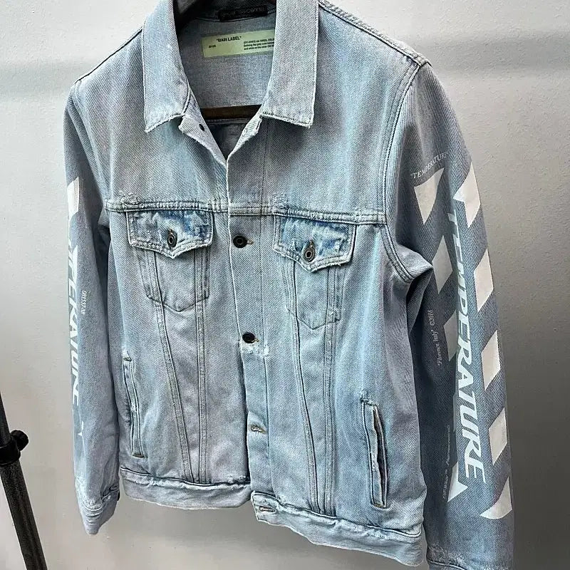 [BUNJANG] Off-White Printed Denim Jacket / 100) 오프화이트 프린트 청자켓