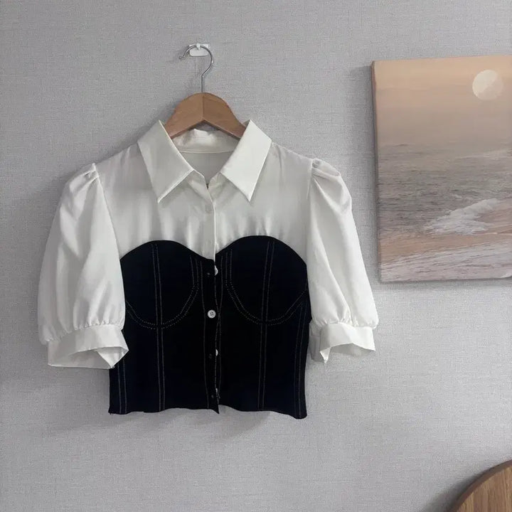 [BUNJANG] Denim Puff Blouse / 데님 퍼프 블라우스