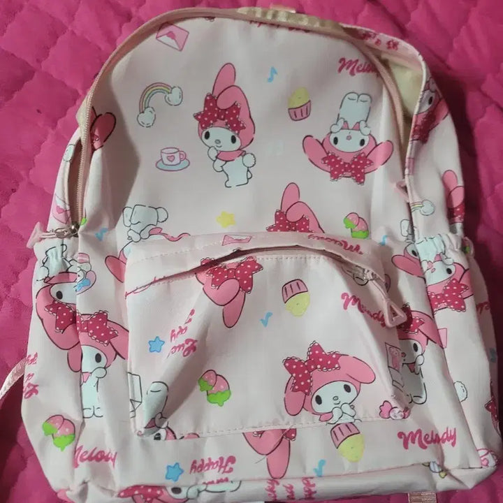 [BUNJANG] My Melody Pink/White Backpack Bag / 마이멜로디 핑크색/흰색 백팩 가방
