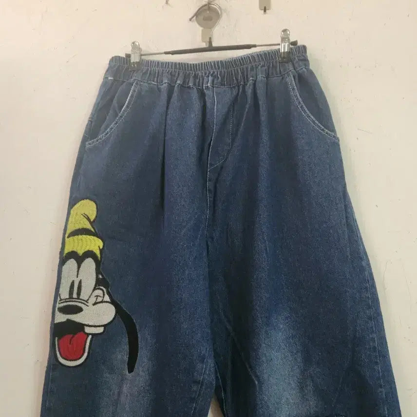[BUNJANG] Goofy Character Denim Wide Pants / 구피 캐릭터 데님 와이드 팬츠