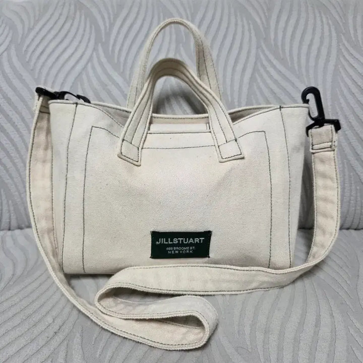 [BUNJANG] JILLSTUART Ivory Canvas Tote Bag / 질스튜어트 아이보리 캔버스 토트백