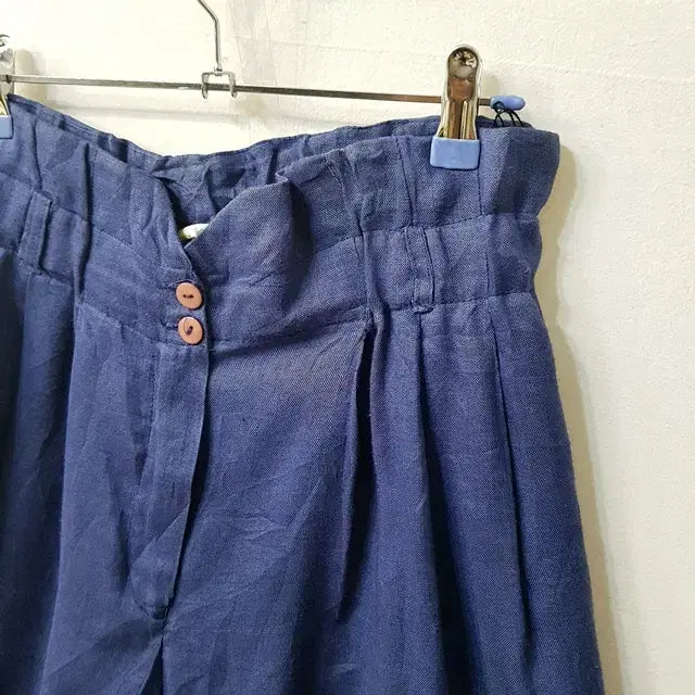 [BUNJANG] Pal Linen Banding 3/4 Pants Navy / Pal 린넨 밴딩 칠부 팬츠 네이비