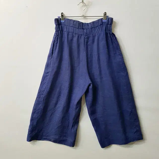[BUNJANG] Pal Linen Banding 3/4 Pants Navy / Pal 린넨 밴딩 칠부 팬츠 네이비