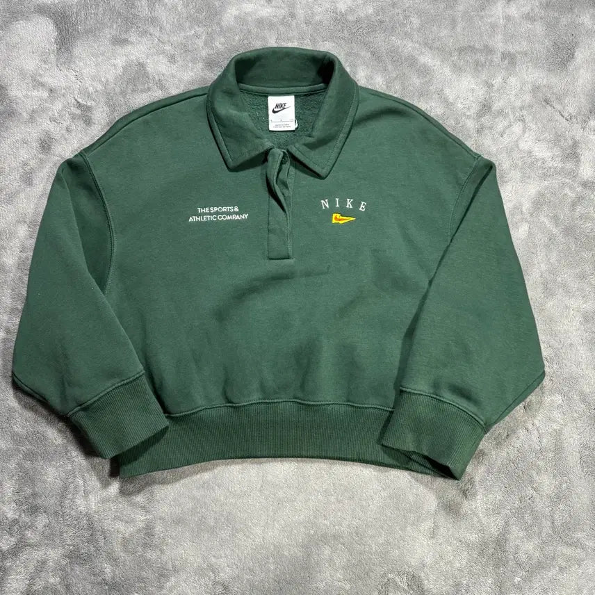 [BUNJANG] Nike Green Cropped Collar Sweatshirt / 나이키 그린 크롭 카라넥 맨투맨