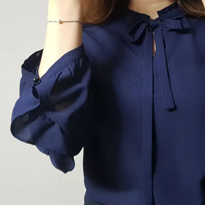 [BUNJANG] SJSJ Ruffled Ribbon Blouse / SJSJ 리본 러플 블라우스
