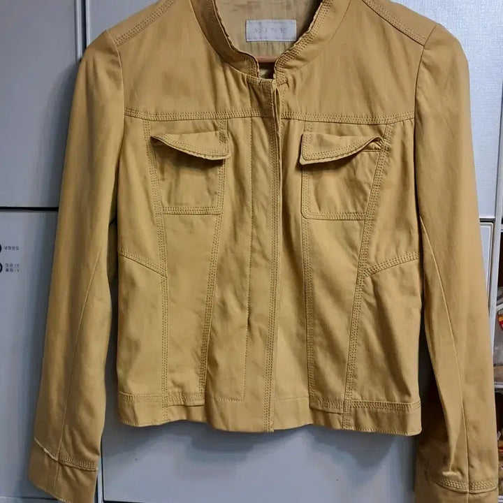 [BUNJANG] Mine Leather Crop Jacket / 한섬 MINE 레더 크롭 자켓