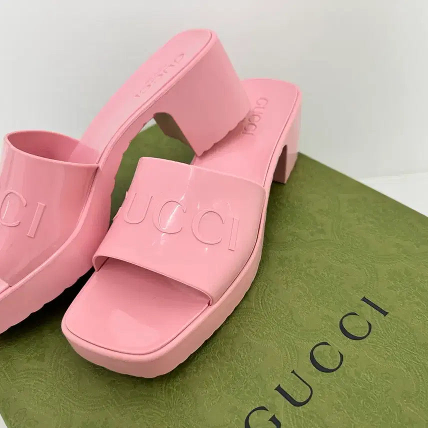 [BUNJANG] Gucci Pink Rubber Mule Sandals 38 / 구찌 핑크 젤리 뮬 슬리퍼 38사이즈 여름 샌들 gucci