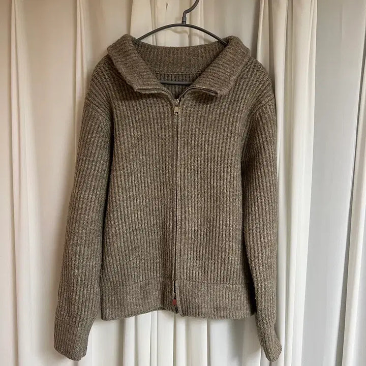 [BUNJANG] Common Unique Two-Way Zip-Up Cardigan Light Brown / 커먼유니크 투웨이 집업가디건 라이트브라운