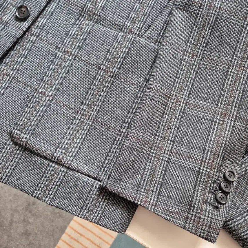 [BUNJANG] Solid Homme Check Blazer and Slacks Set / 솔리드옴므 체크 셋업(블레이저, 슬랙스)