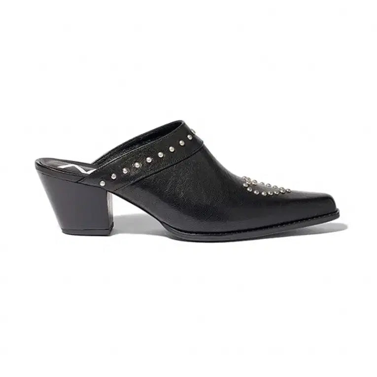 [BUNJANG] Openyy Heart Stud Western Mules Black 235 / Openyy 하트 스터드 웨스턴 뮬 블랙 235