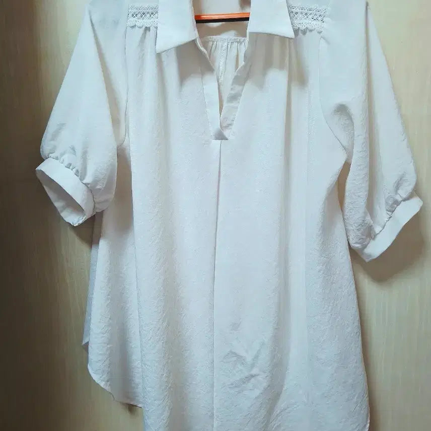 [BUNJANG] White Lace Collar Short Sleeve Blouse / 화이트 레이스 카라 반팔 블라우스
