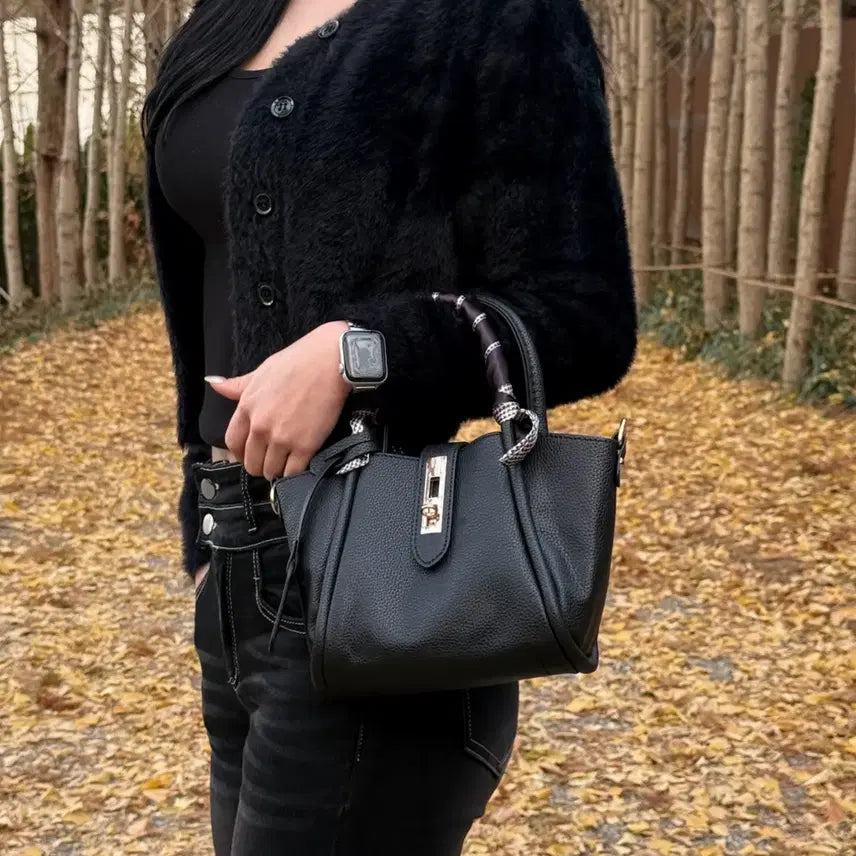 [BUNJANG] Black Mini 2-Way Tote Handbag / 블랙 토트백 미니핸드백 2way