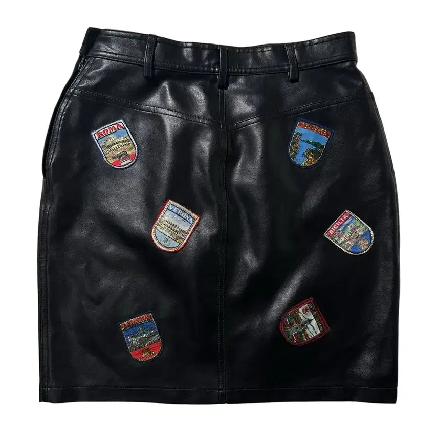 [BUNJANG] Moschino Eco Leather Patch Skirt / [26-27] Moschino 모스키노 에코 레더 패치 스커트